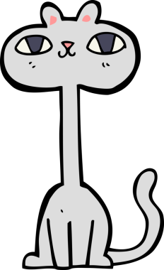 Bir insan tarafından çizilmiş çizgi film kedisi.