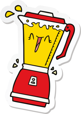 Bir insan tarafından çizilmiş fırıl fırıl dönen bir yemek işlemcisinin çıkartması.