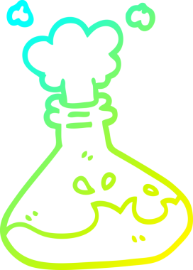 Bir insan tarafından çizilmiş karikatür kimyasal şişelerin soğuk gradyan çizimi