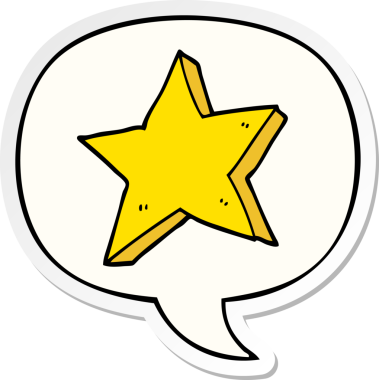 Bir insan tarafından çizilmiş konuşma balonu çıkartmalı çizgi film yıldızı.