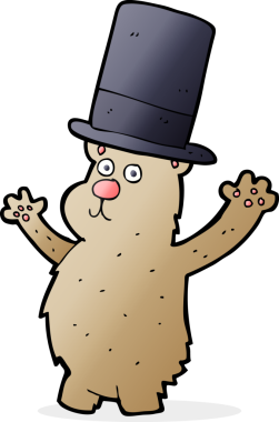 Bir insan tarafından çizilmiş silindir şapkalı bir ayı.