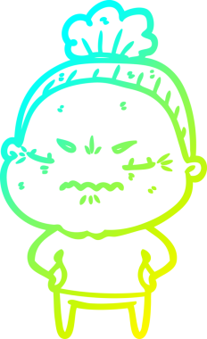 Bir çizgi film çizimi, bir insan tarafından çizilmiş yaşlı bir kadını rahatsız ediyordu.