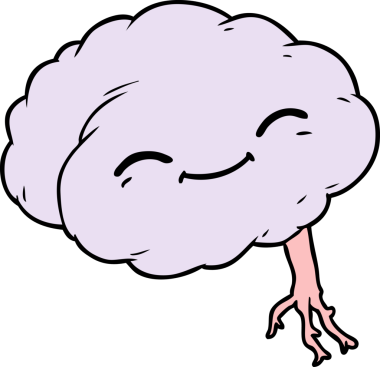 bir insan tarafından çizilmiş mutlu bir beyin.