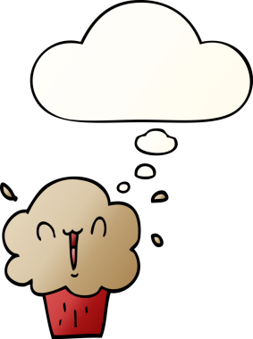 Düşünce baloncuklu çizgi film keki bir insan tarafından çizilmiş.