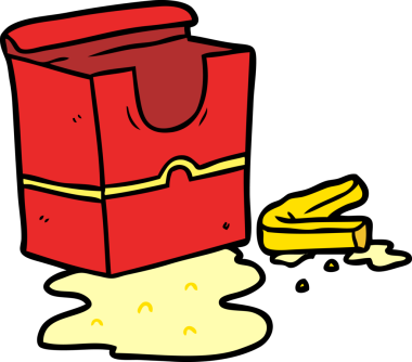 Bir insan tarafından çizilmiş boş patates kızartması kutusu.