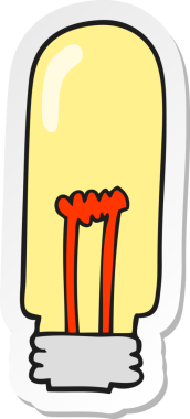 Bir insan tarafından çizilmiş çizgi film ampulünün çıkartması.