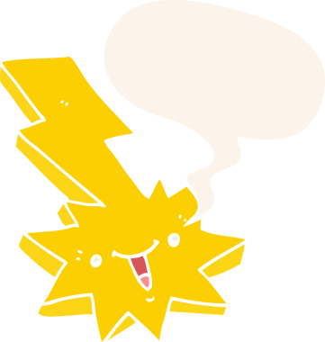 bir insan tarafından çizilmiş eski tarz konuşma baloncuğu ile çizgi film yıldırımı çarpması