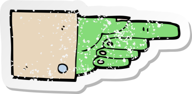 Bir insan tarafından çizilmiş zombi eli olan bir çizgi filmin gerilimli çıkartması.