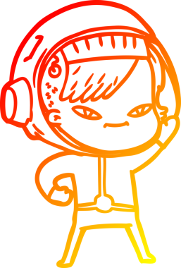 Bir insan tarafından çizilmiş bir astronot kadın çizgi çizimi.