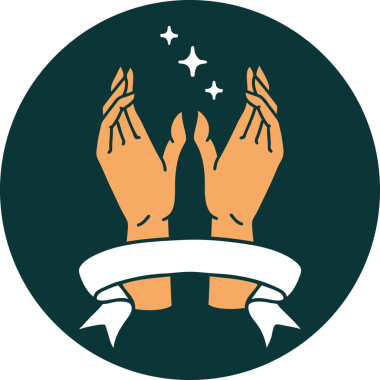 bir insan tarafından çizilmiş, uzanma sancağıyla dövme biçimi simgesi