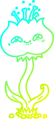 Bir insanın çizdiği karikatür çiçeğinin soğuk gradyan çizgisi.