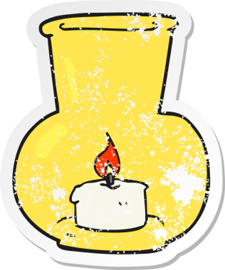 Bir insan tarafından çizilmiş eski bir cam fener karikatürünün gerilemiş yapıştırması.