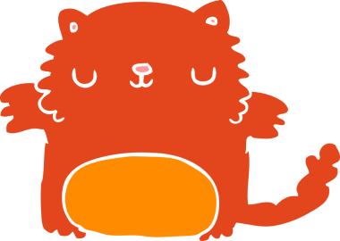 Bir insan tarafından çizilmiş düz renkli çizgi film kedisi