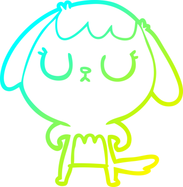 Bir insan tarafından çizilmiş şirin bir çizgi köpeğin soğuk gradyan çizgisi.