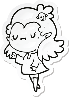 Bir insan tarafından çizilmiş bir vampirin çıkartması.