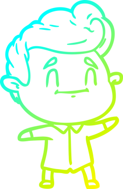 Bir insan tarafından çizilmiş mutlu bir çizgi film karakteri çizimi.