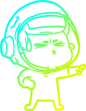 Bir insan tarafından çizilen soğuk gradyan çizgi çizimi stresli astronot