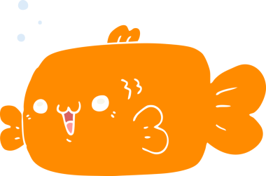 Bir insan tarafından çizilmiş düz renkli karikatür balığı