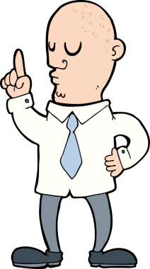 Bir insan tarafından çizilmiş bir fikri olan kel bir adam.