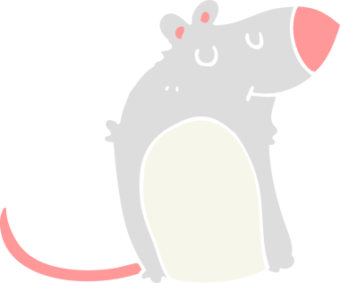 Bir insan tarafından çizilmiş düz renkli çizgi film şişman fare.