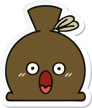 Bir insan tarafından çizilmiş şirin bir karikatür çuvalı.