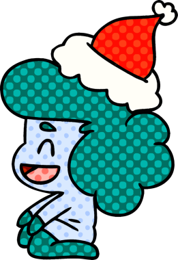 Bir insan tarafından çizilmiş Kawai hayaletinin Noel karikatürü.