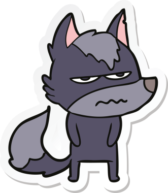 Bir insan tarafından çizilmiş kızgın bir kurdun çıkartması.