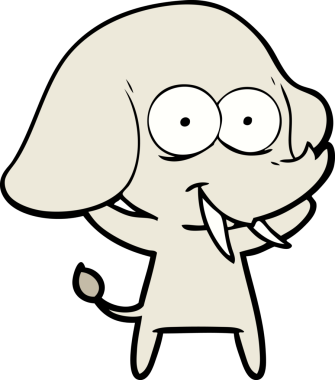 Bir insan tarafından çizilmiş mutlu bir fil.