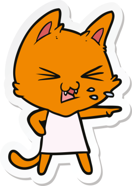 Bir insan tarafından çizilmiş çizgi film kedisinin çıkartması.