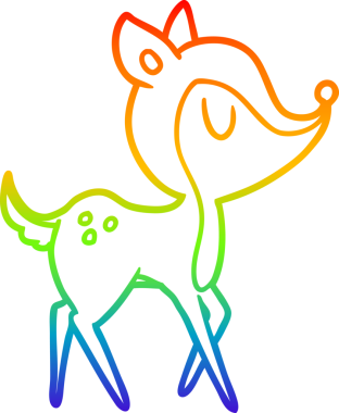 Gökkuşağı gradyan çizgi çizimi bir insan tarafından çizilmiş şirin bir geyik