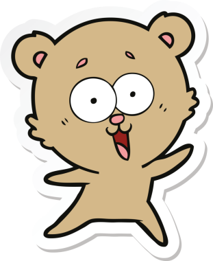 Bir insan tarafından çizilmiş gülen oyuncak ayının çıkartması.