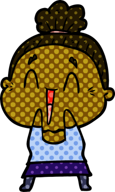 Bir insan tarafından çizilmiş mutlu yaşlı kadın çizgi filmi.