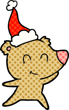 Kadın ayı eli, bir insan tarafından çizilmiş Noel Baba şapkasının çizgi roman çizimi.