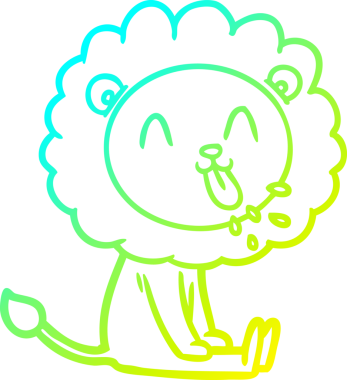 Bir insan tarafından çizilmiş mutlu çizgi film aslanı çizimi.