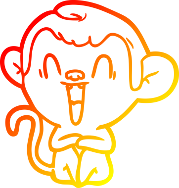 Bir insan tarafından çizilmiş gülen maymun çizgi çizimi.