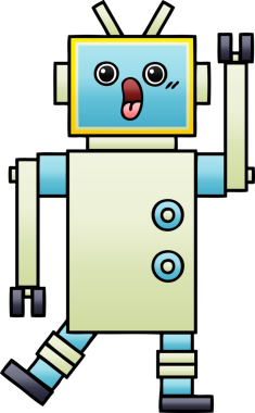 Bir insan tarafından çizilmiş bir robotun gölgelenmiş çizimi