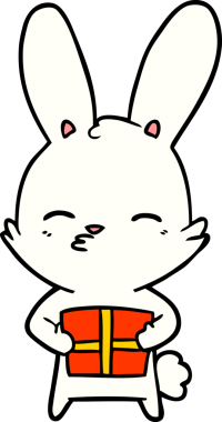 Bir insan tarafından çizilmiş meraklı tavşan çizgi filmi