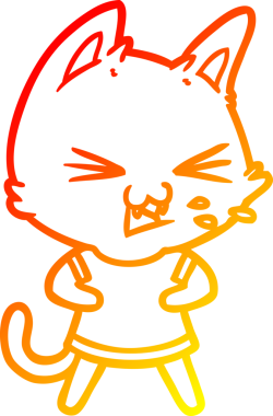 Bir insan tarafından çizilmiş çizgi film kedisinin sıcak çizgi çizimi