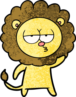 Bir insan tarafından çizilen sıkılmış aslan çizimi.