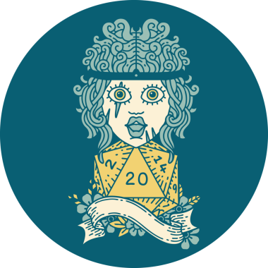 Retro Dövme Tarzı İnsan Barbarlığı Bir insan tarafından çizilmiş 20 zar ile