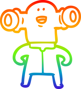 Gökkuşağı gradyan çizgisi, bir insan tarafından çizilmiş dost bir uzaylı çizgi filmi.