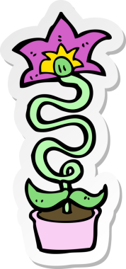 Bir insan tarafından çizilmiş karikatür çiçeğinin çıkartması.