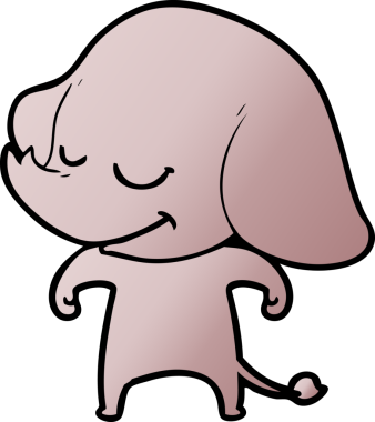 Bir insan tarafından çizilmiş gülümseyen bir fil.