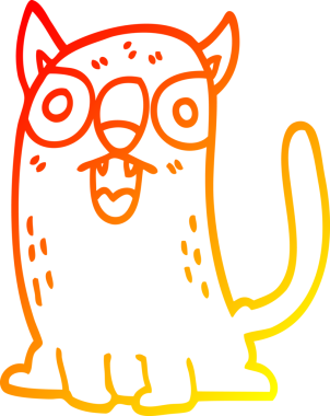 Bir insan tarafından çizilmiş komik çizgi bir kedinin sıcak çizgi çizimi