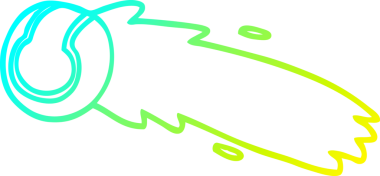 Bir insanın çizdiği uçan tenis topunun soğuk çizgi çizimi.