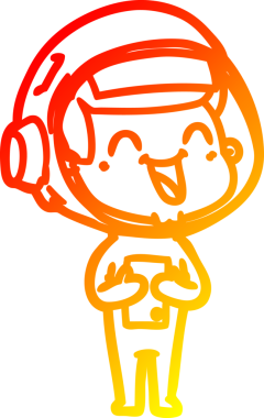 Bir insan tarafından çizilmiş mutlu bir astronotun sıcak çizgi çizimi