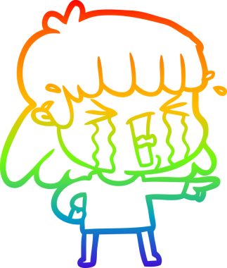 Gökkuşağı gradyan çizgi çizimi Bir insan tarafından çizilmiş gözyaşları içinde bir çizgi kadın