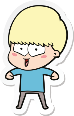 Bir insan tarafından çizilmiş mutlu bir çocuğun çıkartması.