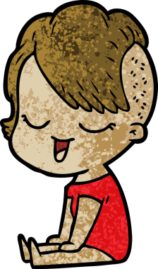 Bir insan tarafından çizilmiş mutlu çizgi film kızı.