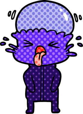 Bir insan tarafından çizilmiş garip bir uzaylı çizgi filmi.